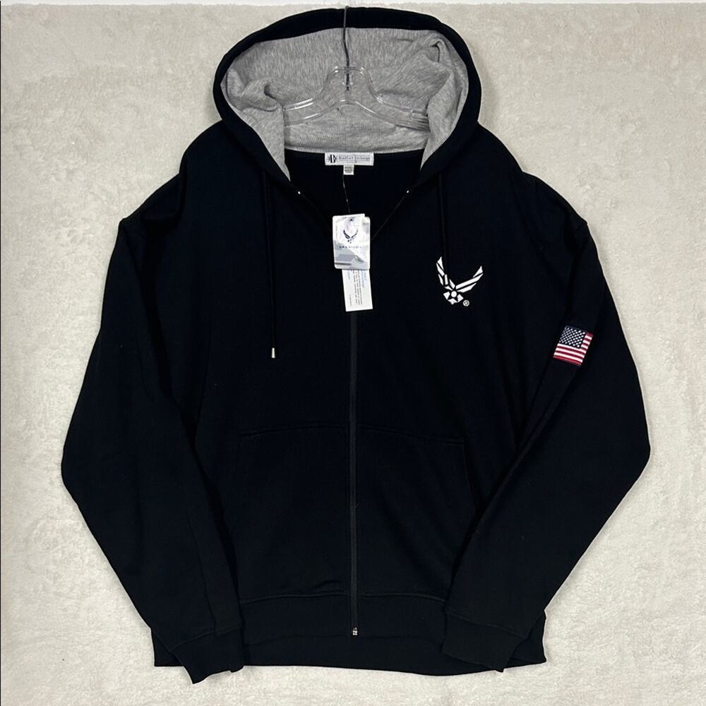 Bradford Exchange US Air Force Black Zip Up Hoodie Fly Fight Win Mens XXL NWT